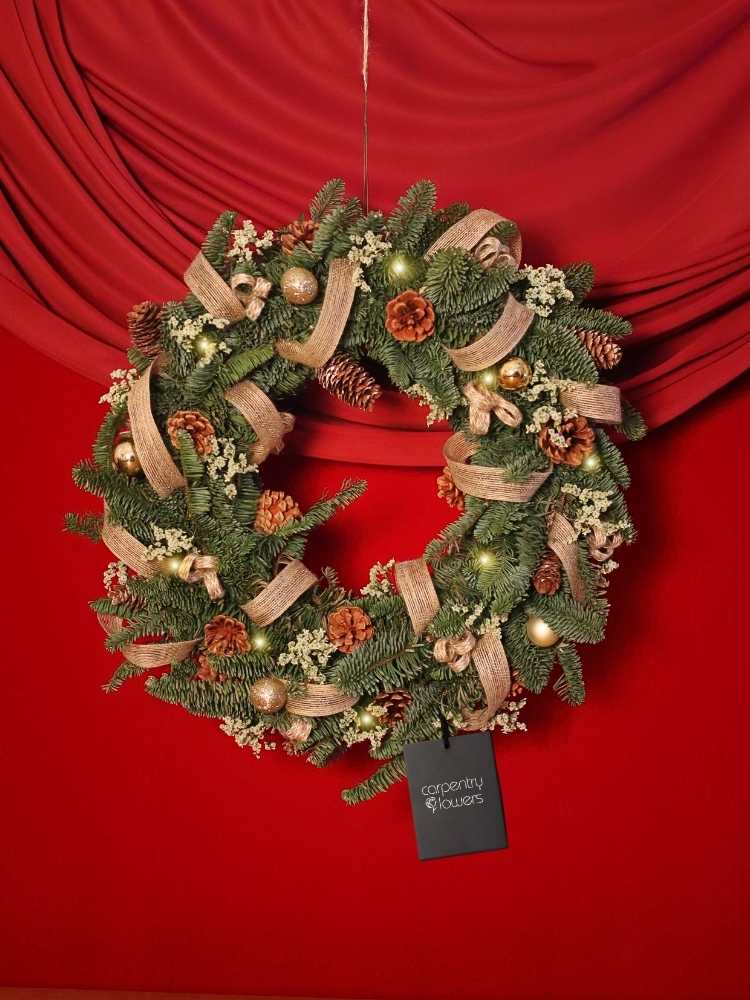 Season's Greetings Fresh Noble Fir Christmas Wreath delivery Malaysia