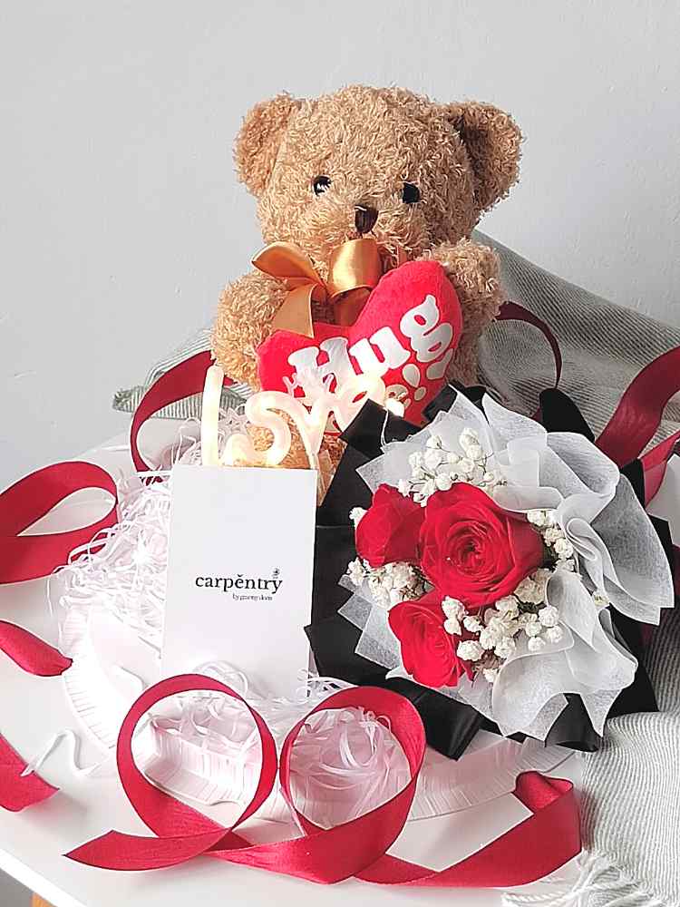 Mr. Cuddles In Red Teddy Bear Rose Box Granny Doris