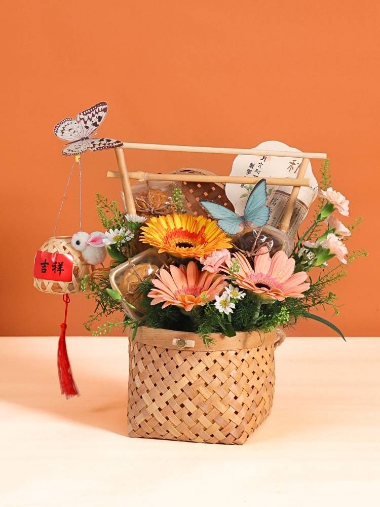 Moonlit Blooms Mooncake Flower Basket delivery Kuala Lumpur & Selangor
