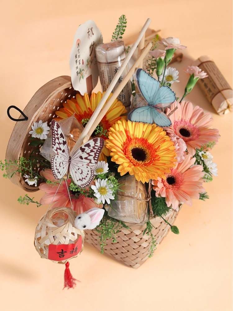 Moonlit Blooms Mooncake Flowers Basket delivery Kuala Lumpur & Selangor