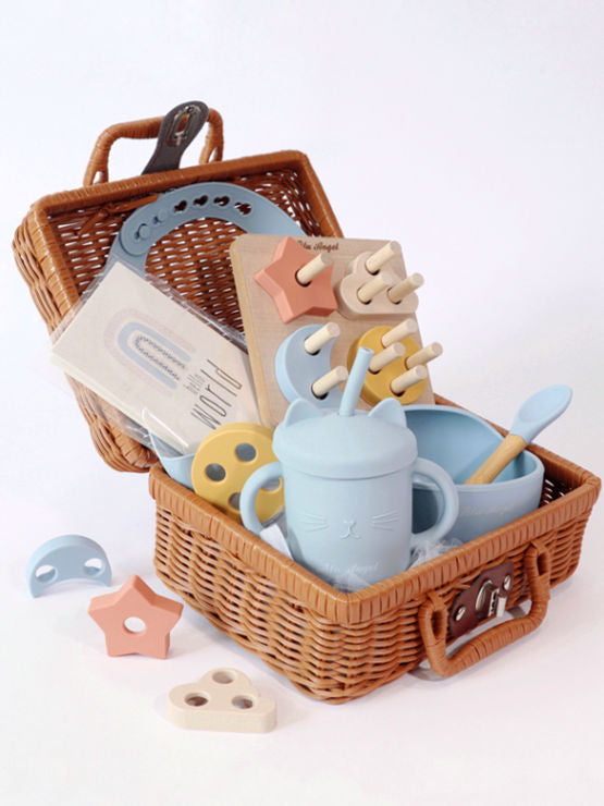 Silicon BIB Baby Gift Set Blue