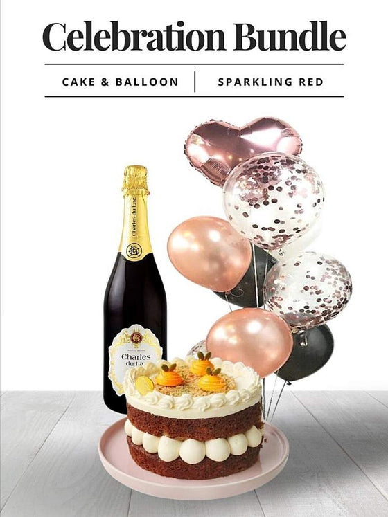 Celebration Bundle_Balloon & Cake_Sparkling Red Juice