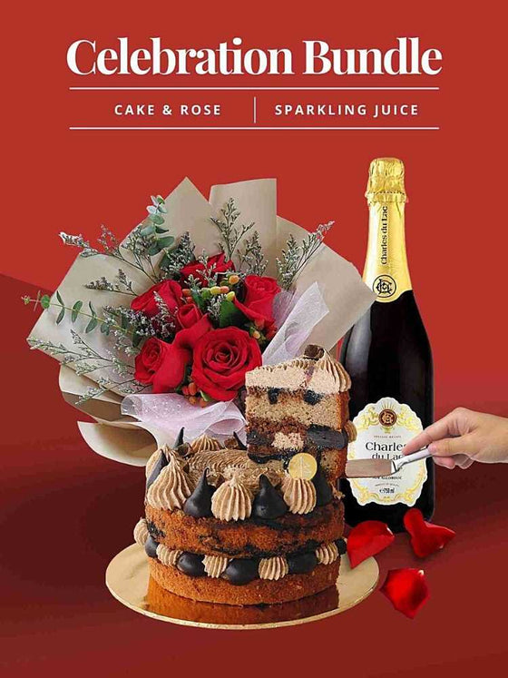 Celebration Bundle_Roses & Cake_Sparkling Juice