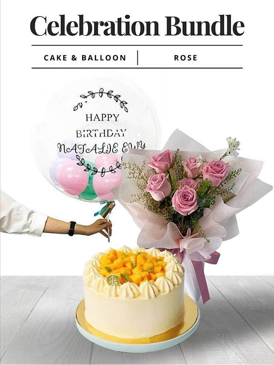 Celebration Bundle_Balloon & Cake_Rose